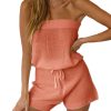 613FHEB55ML.jpg Womens Summer Jumpsuits Casual Loose Sleeveless Off Shoulder Elastic Waist Romper Loungewear Two Piece Outfits