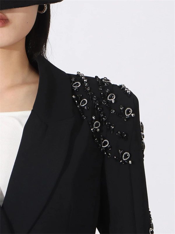 6163-KxLXL.jpg Women's Diamond Mini Dress - Lapel Long Sleeve Slimming Sexy