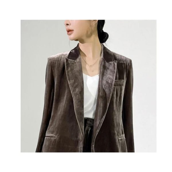 617HIUY9WkL.jpg Plus Size Women's Velvet Suit - Business Casual Attire with Elegant Silhouette