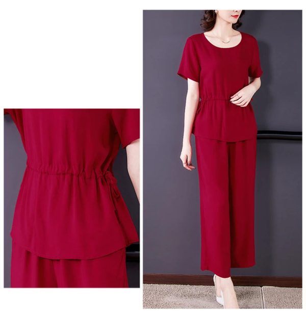 6193ZfDBnL.jpg Women's Cotton Sleep Set - T-Shirt & Trousers Breathable Pajama Soft Feel