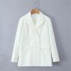 61A1qR93BSL.jpg Women's 3-Piece Blazer Suit - Notched Twill Jacket & Bow Waist Pleated Skirt