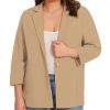 61BFAK6zCxL.jpg Womens Plus Size Blazer 3/4 Sleeve Notch Lapel Casual Work Blazers One Button Open Front Pockets Jackets (XL-5XL)