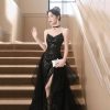 61BnFc4cb4L.jpg Black Sling Split Cocktail Evening Dress Sexy Formal Banquet Party Dress for Women
