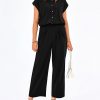 61Bnb9JzGL.jpg Womens 2 Piece sets Summer Cap Sleeve Tops Palazzo Pants Dressy Casual Vacation Travel Outfits Tracksuits