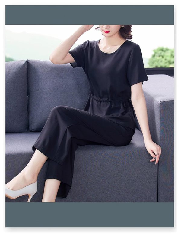 61BosouaTlL.jpg Women's Cotton Sleep Set - T-Shirt & Trousers Breathable Pajama Soft Feel