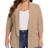 61CIuRklYhL.jpg Plus Size Blazers for Women Casual Work Office 3/4 Sleeve Open Front Cardigan Suit Jacket Blazer with Pockets