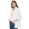 61CUM-99-uL.jpg Womens 3/4 Ruched Sleeve Blazer Jacket Lightweight Work Office Open Front Solid Coat, Black