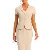 61EP-dA7mOL.jpg Women's Business Skirt Suit Set Work Office Short Sleeve Blazer Jacket Pencil Skirt
