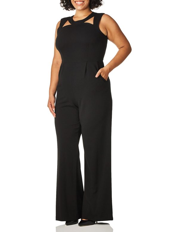 61FHpWrBEfL.jpg Women's Sleeveless Neckline Cutout Jumpsuit With Pockets