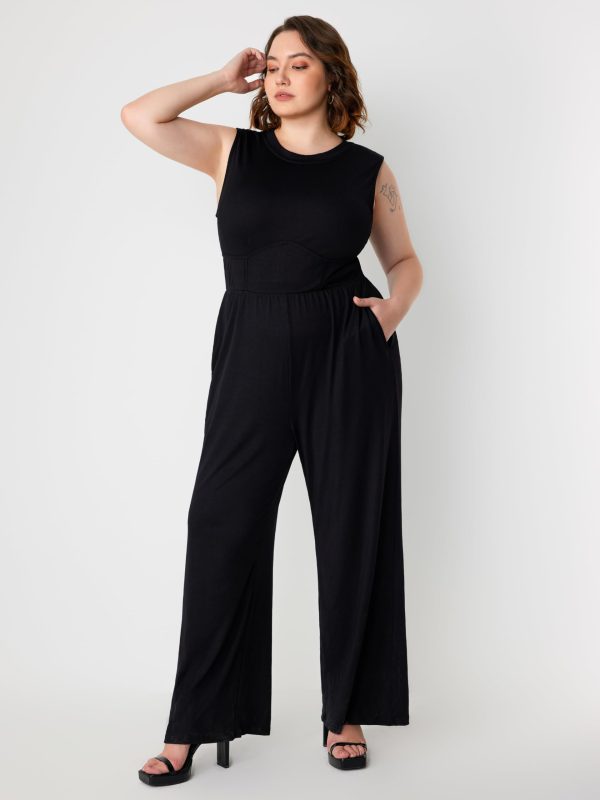 61FtP7K9i6L.jpg Plus Size Jumpsuits For Curvy Women Crew Neck Sleeveless Elegant Wide Leg Jumpsuits Dressy Casual Summer Outfits