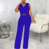61GFWmnx2CL.jpg Women's Dressy Jumpsuits Summer Sexy Party Rompers Elegant Deep V Neck Backless Clubwear Wide Leg Long Pants