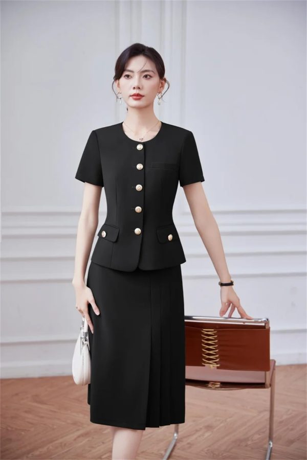 61H34la8oyL.jpg Women's Two-Piece Short-Sleeved Blazer Long Skirt Showing Elegant Temperament