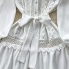 61I0mIN1IL.jpg Elegant Lace Patchwork Maxi Dress Women Hollow Out Short Sleeve O Neck Lightweight Beach Dress