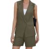 61JOY4mJdVL.jpg Two Piece Sets for Women Blazer Suit Asymmetrical Vest Notched Collar Summer Shorts Business Casual Outfits