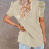 61KW18sstQL.jpg Womens Summer Blazers Casual Short Puff Sleeve Open Front Office Blazers Bussiness Jackets Work Suit