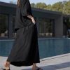 61MZEzCfTZL.jpg Women's Linen Suit Set - Black Skirt Seven Sleeve Travel Business Ensemble
