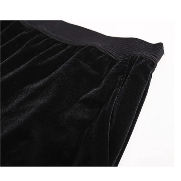 61Mpa3xEPhL.jpg Plus Size Women's Velvet Set - Pullover Top & Wide Leg Pants Relaxed Comfort Fit