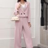 61NCYn2k45L.jpg Women's Suit 2 Piece Casual Outfits Cropped Blazer High Waisted Wide Leg Pants for Work