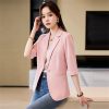 61NgPCIe5aL.jpg Women Spring Summer Elegant OL Thin Blazer Neck Half Sleeve Solid Suits Coats Office Work Jacket Tops