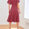 61NokbrqMlL.jpg Women's Formal Cocktail Wedding Guest Dress for Women 2025 Short Sleeve Fit and Flare Tea Party Dresses