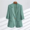 Fashion Suit Elegant Women's Summer Thin Three-Quarter Sleeves Printed Coat Straight Leg Pants Two-Piece Set