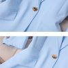 61SqpBfzWkL.jpg Women's Spring Summer Half Sleeve Office Coat Top All Match Stylish Jacket Blue Blazer