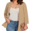 61TP5f1RnmL.jpg Womens Plus Size Blazer 3/4 Sleeve Notch Lapel Casual Work Blazers One Button Open Front Pockets Jackets (XL-5XL)
