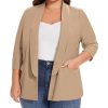 61TePTrjCiL.jpg Plus Size Blazers for Women Casual Work Office 3/4 Sleeve Open Front Cardigan Suit Jacket Blazer with Pockets
