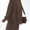 61Uw3-AxwYL.jpg Women's 2 Piece Outfits Sweater Set Wide Leg Pants High Neck Sweatsuit Loungewear