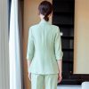 61V8urnFhUL.jpg Women Half Sleeve Elegant Business Suits Spring Summer Formal Uniform Designs Pantsuits Professional Blazers Trousers Sets
