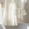 61VzgnGDzZL.jpg Womens 2 Piece Chiffon Outfits Short Sleeve Blouse and Pleated A Line Long Skirt Set with Belt for Work Office