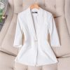 61Z2cts2JL.jpg Women's Spring Summer Half Sleeve Office Coat Top All Match Stylish Jacket Blue Blazer