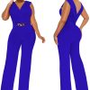 61c0P6A46qL.jpg Women's Dressy Jumpsuits Summer Sexy Party Rompers Elegant Deep V Neck Backless Clubwear Wide Leg Long Pants