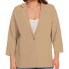 61cBJGtbeCL.jpg Womens Plus Size Blazer 3/4 Sleeve Notch Lapel Casual Work Blazers One Button Open Front Pockets Jackets (XL-5XL)
