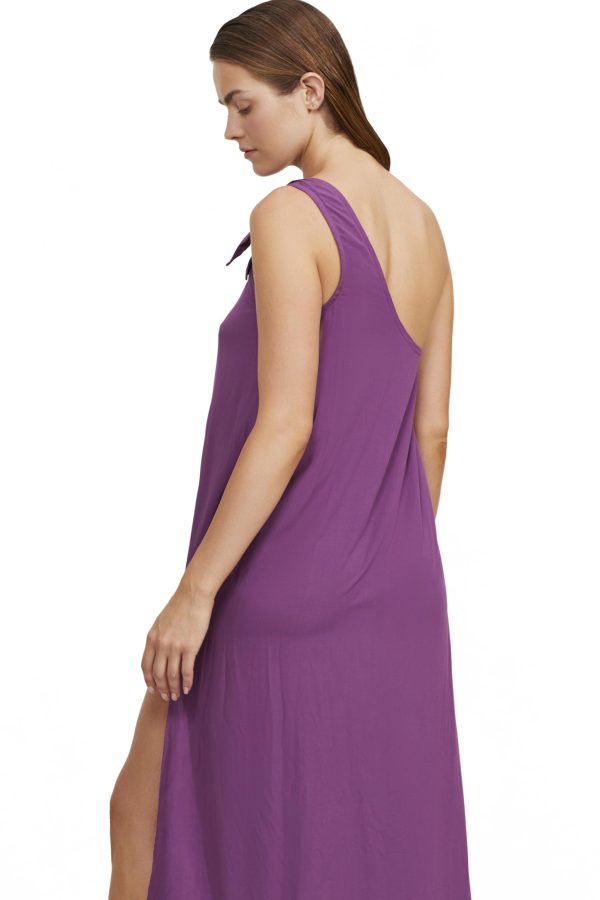 61cdQ0ih7L.jpg Luma Women's One Shoulder Sarong Style Maxi Dress Coverup with Side Leg Slit and Adjustable Bow Tie