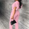 61doN1WNLCL.jpg Womens Summer Two Piece Shorts Outfit Sexy Crop Top Butterfly Sleeve 2 pc Short Set Vacation Brunch Matching Set