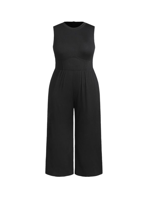 61e7Q-US9VL.jpg Plus Size Jumpsuits For Curvy Women Crew Neck Sleeveless Elegant Wide Leg Jumpsuits Dressy Casual Summer Outfits