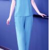 61f4EUYawXL.jpg Women's Summer Loungewear - Light Blue Cotton Blend Tee & Capris Moisture-Wicking
