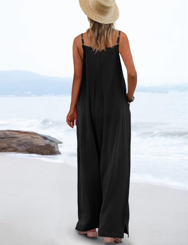 Women's Summer Boho Casual Jumpsuits Wide Leg Overalls Floral Print Baggy Rompers with Pockets PZZCR