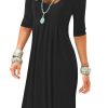 61hBqZzsmL.jpg Womens Summer Casual Half Sleeve Empire Waist Loose Swing Pleated Modest Work Tunic T Shirt Dresses