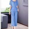 61hQcQJX3GL.jpg Women's Cotton Sleep Set - T-Shirt & Trousers Breathable Pajama Soft Feel