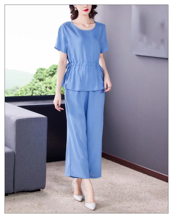 61hQcQJX3GL.jpg Women's Cotton Sleep Set - T-Shirt & Trousers Breathable Pajama Soft Feel