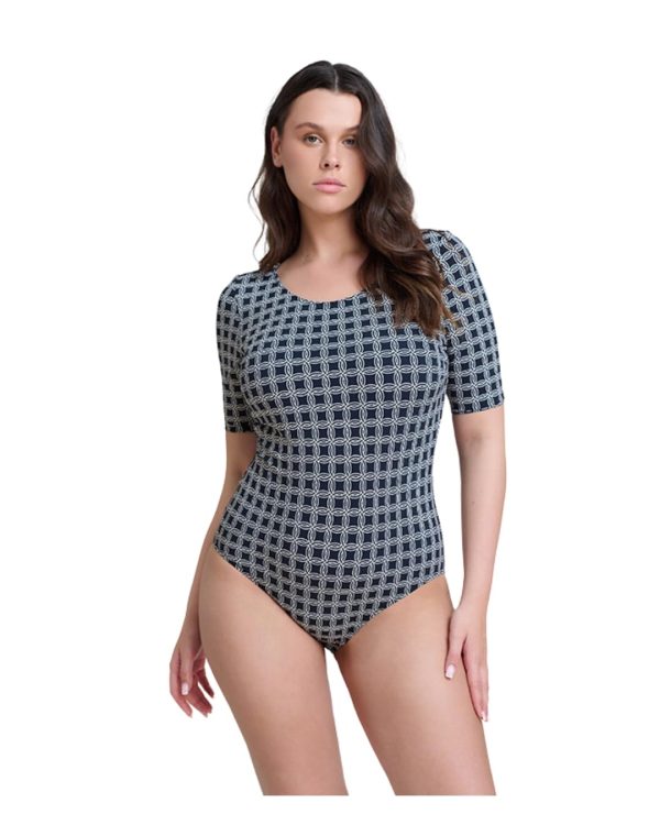 61ikkDnIZpL.jpg Women’s Modest Short Sleeve One Piece Swimsuit with Removable Soft Cups and Scoop Neckline Swim Wear Must Have