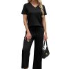 61j-mXoaXmL.jpg 2 Piece Sets for Women Summer Lounge Set Wide Leg Pants Matching Set Vacation Travel Outfits Beach Clothing