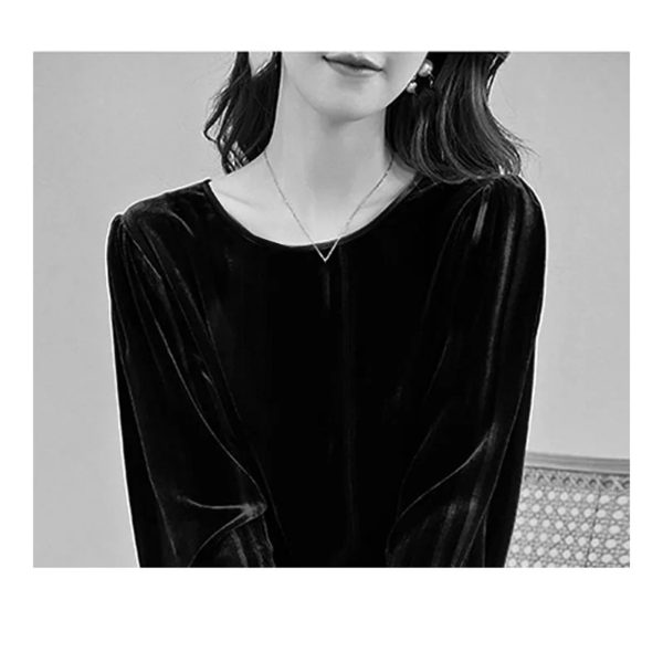 61mxosdqQbL.jpg Women's Velvet Set - Long Sleeve Top & Trousers Premium Comfort for Daily Wear