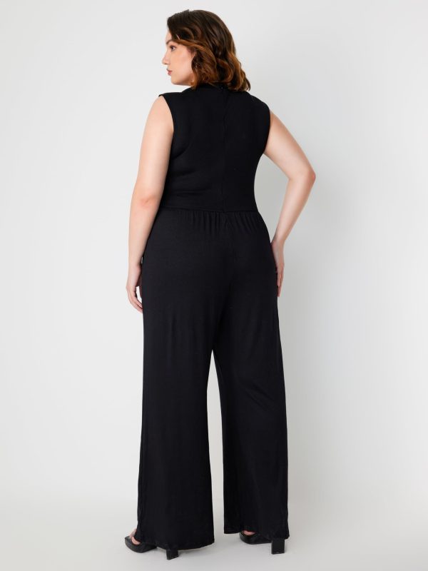 61nFi1ylK5L.jpg Plus Size Jumpsuits For Curvy Women Crew Neck Sleeveless Elegant Wide Leg Jumpsuits Dressy Casual Summer Outfits