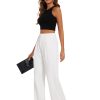 61ndV5vRsL.jpg Women Suit Pants Wide Leg Pants High Elastic Waisted in The Back Business Work Trousers Long Straight