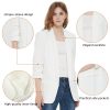 61oFu9WTtTL.jpg Womens 3/4 Ruched Sleeve Blazer Jacket Lightweight Work Office Open Front Solid Coat, Black