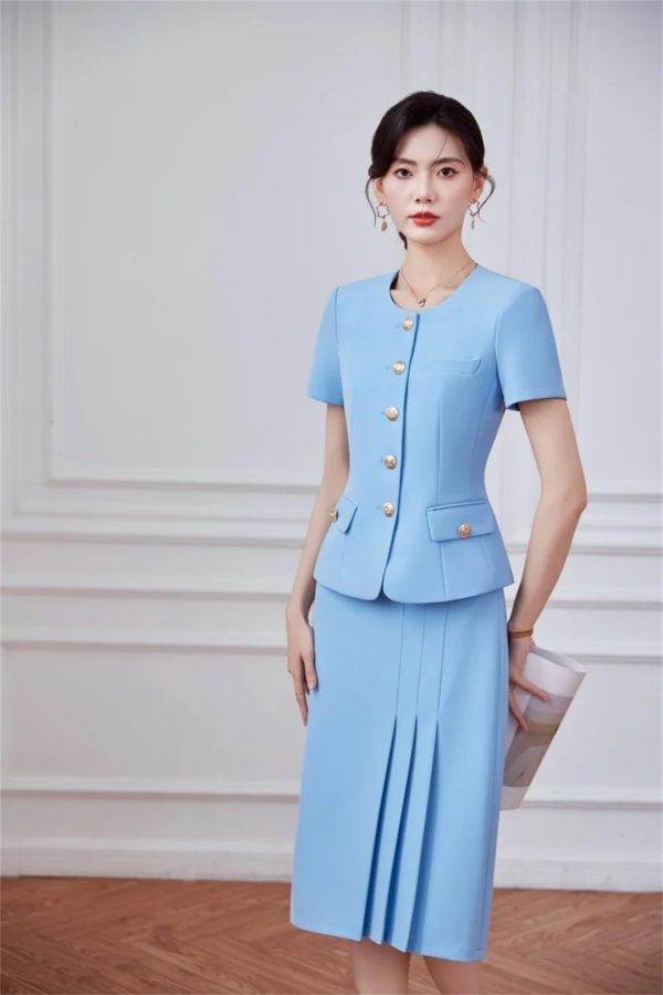 61oIT-hVcaL.jpg Women's Two-Piece Short-Sleeved Blazer Long Skirt Showing Elegant Temperament