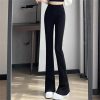 61oMm8ByBL.jpg Women Solid Color Suit Pants Summer Female High Waisted Mop Pants Lady Flared Pants